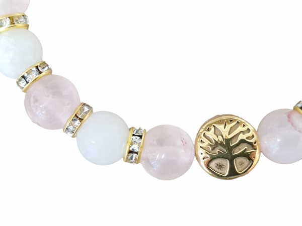 Bracelet pierre de lune et quartz rose